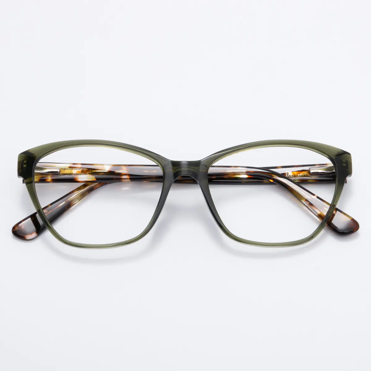 Square Transparent Green Eyeglasses