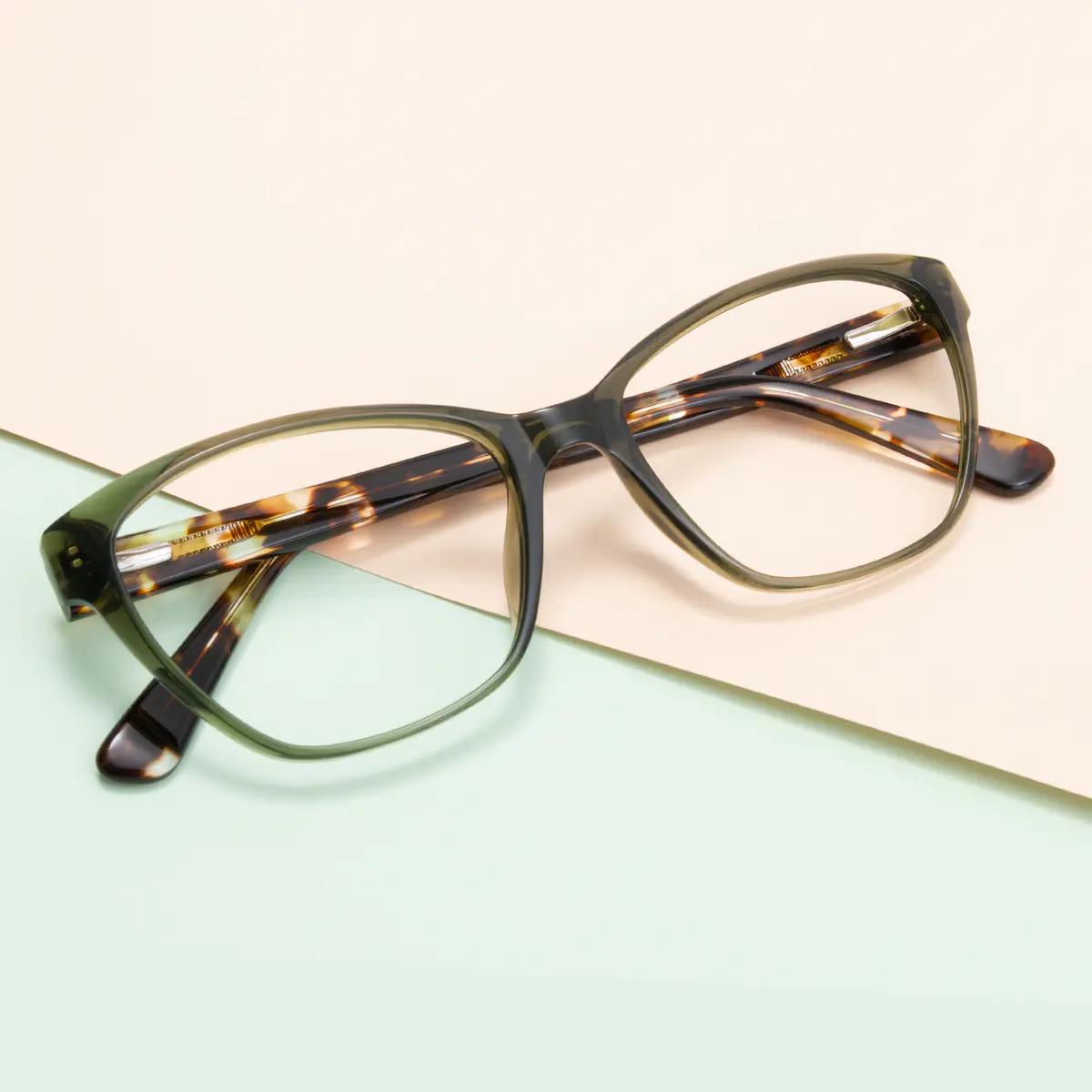 Square Transparent Green Eyeglasses