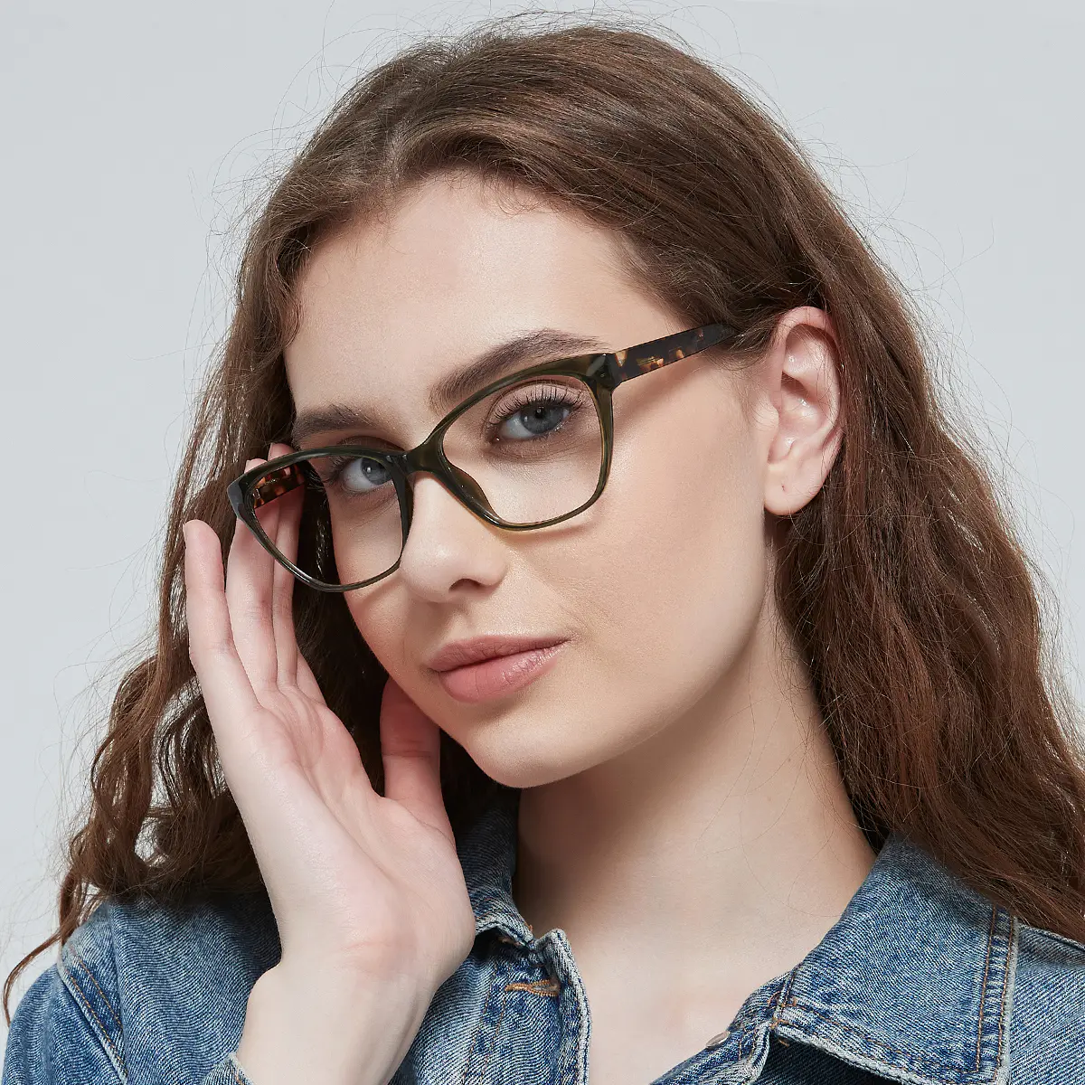 Square Transparent Green Eyeglasses