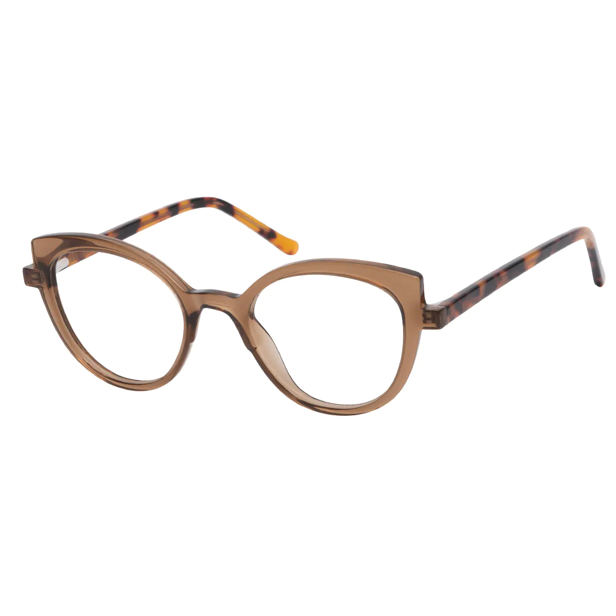 Cat-eye Transparent Brown Eyeglasses