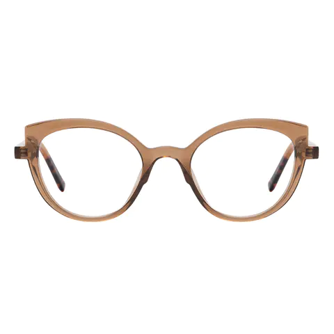 Cat-eye Transparent Brown Eyeglasses