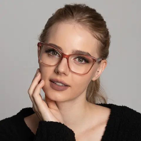 Rectangle Transparent Orange Eyeglasses