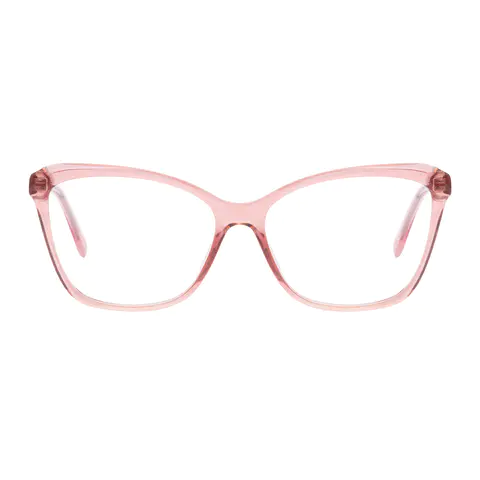 Rectangle Transparent Pink Eyeglasses