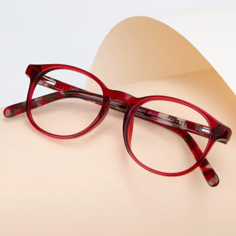 Oval Red Eyeglasses