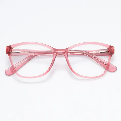 Rectangle Transparent Pink Eyeglasses