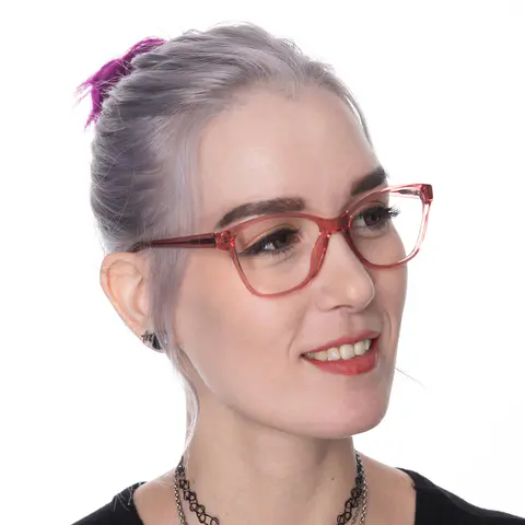 Rectangle Transparent Pink Eyeglasses