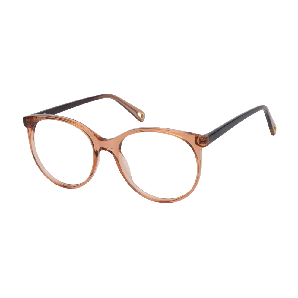 Round Transparent Brown Eyeglasses