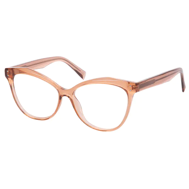 Cat-eye Transparent Brown Eyeglasses