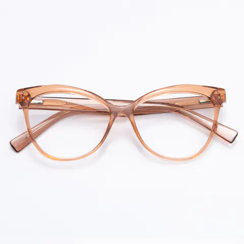 Cat-eye Transparent Brown Eyeglasses