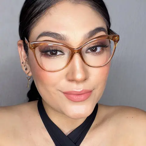 Cat-eye Transparent Brown Eyeglasses