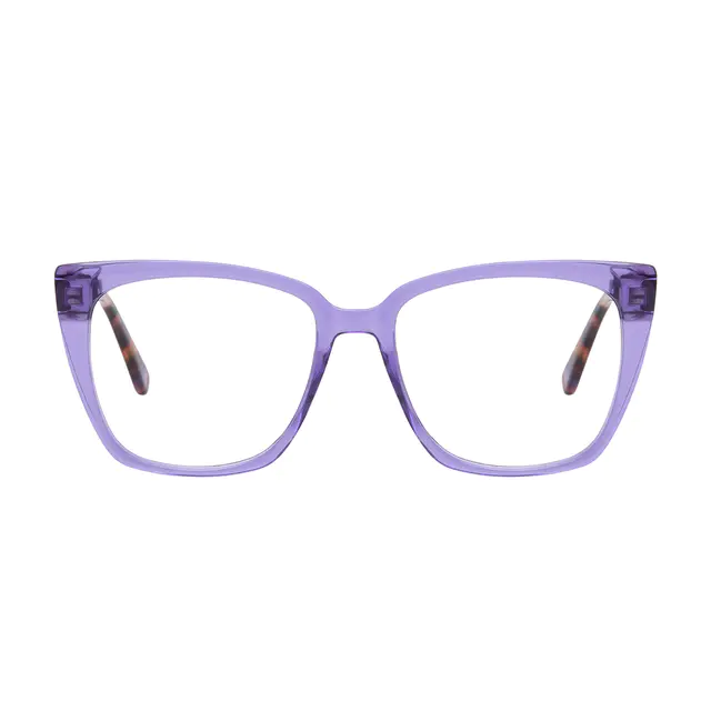 Square Transparent Purple Eyeglasses
