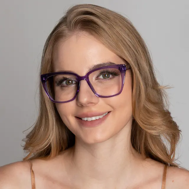 Square Transparent Purple Eyeglasses
