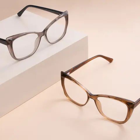 Square Transparent Brown Eyeglasses