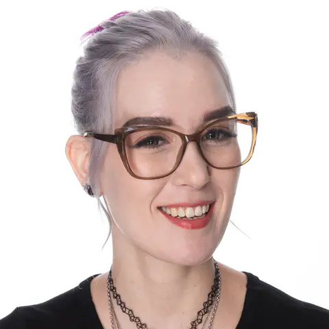Square Transparent Brown Eyeglasses