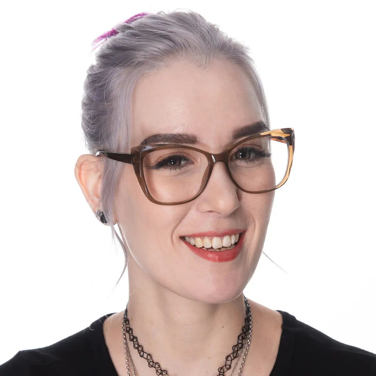 Square Transparent Brown Eyeglasses
