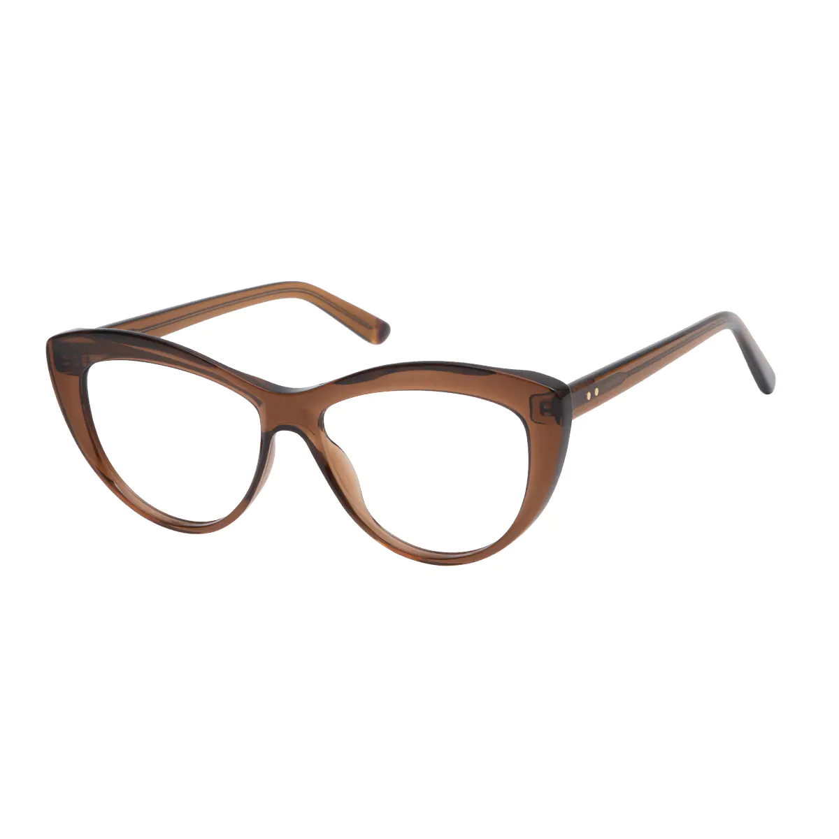 Cat-eye Transparent Brown Eyeglasses