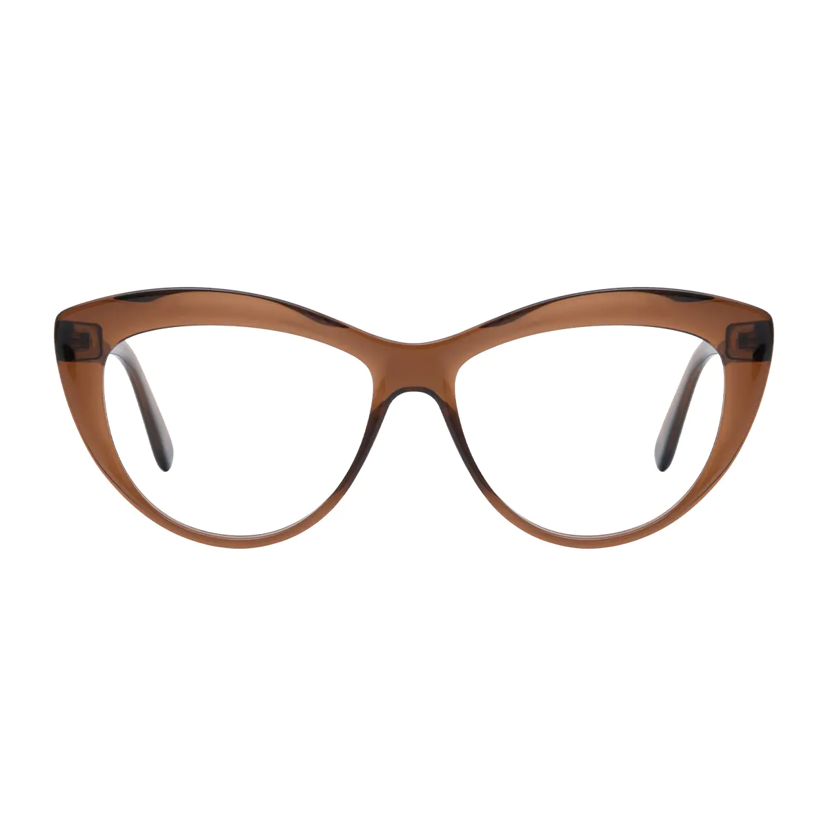 Cat-eye Transparent Brown Eyeglasses