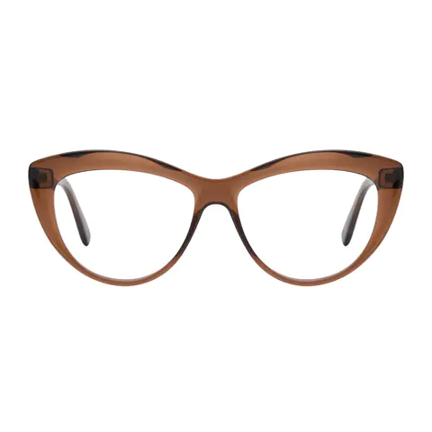 Cat-eye Transparent Brown Eyeglasses