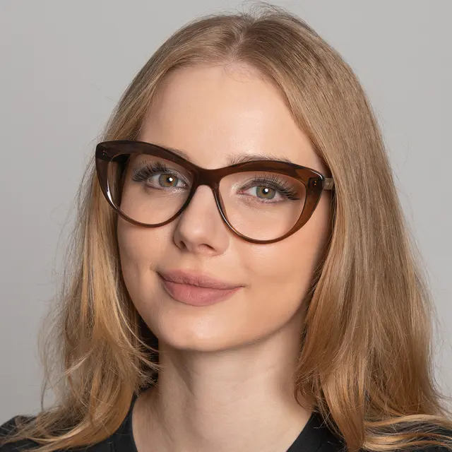 Cat-eye Transparent Brown Eyeglasses