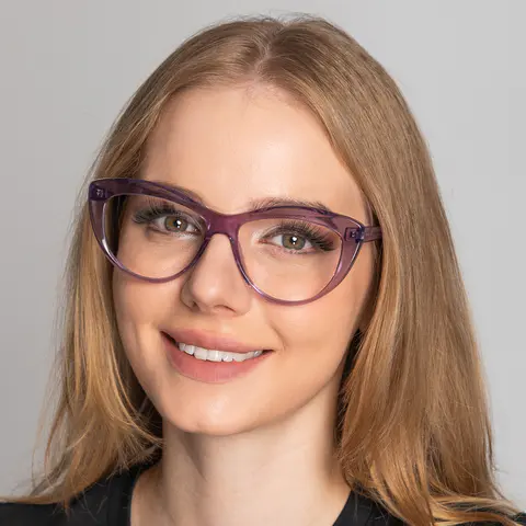 Cat-eye Transparent Purple Eyeglasses