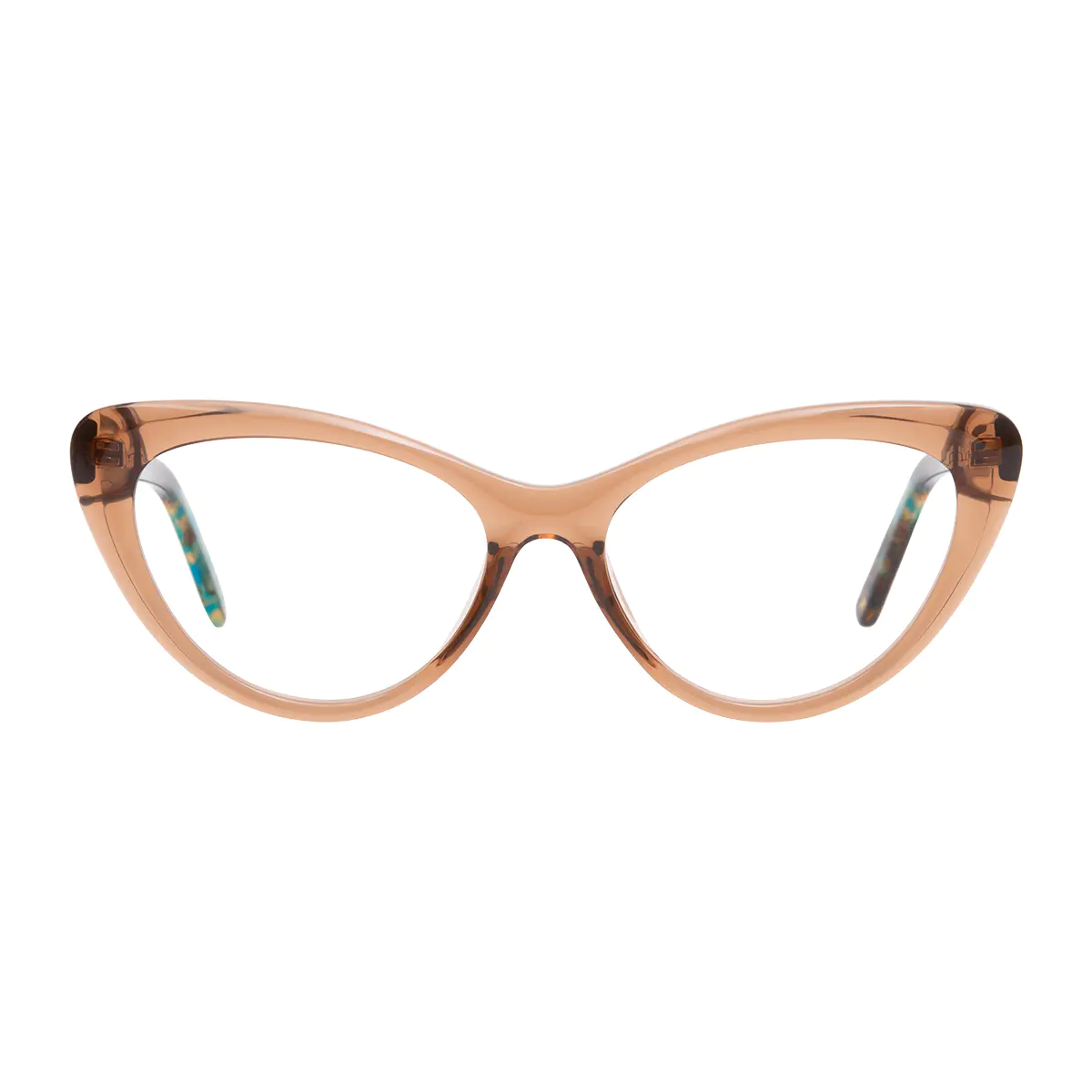 Cat-eye Transparent Brown Eyeglasses