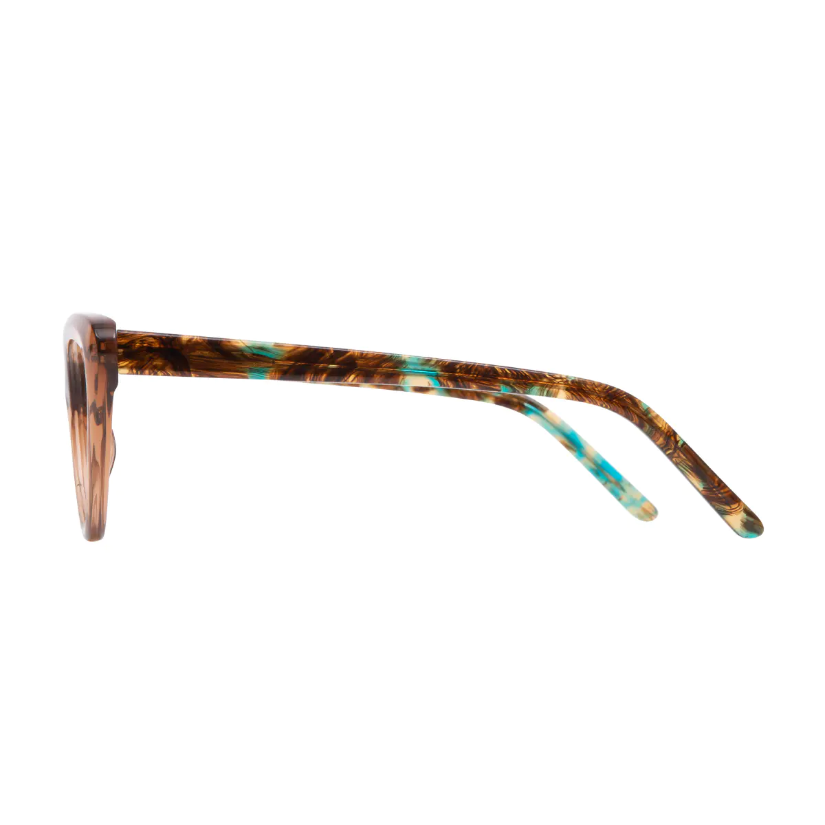 Cat-eye Transparent Brown Eyeglasses