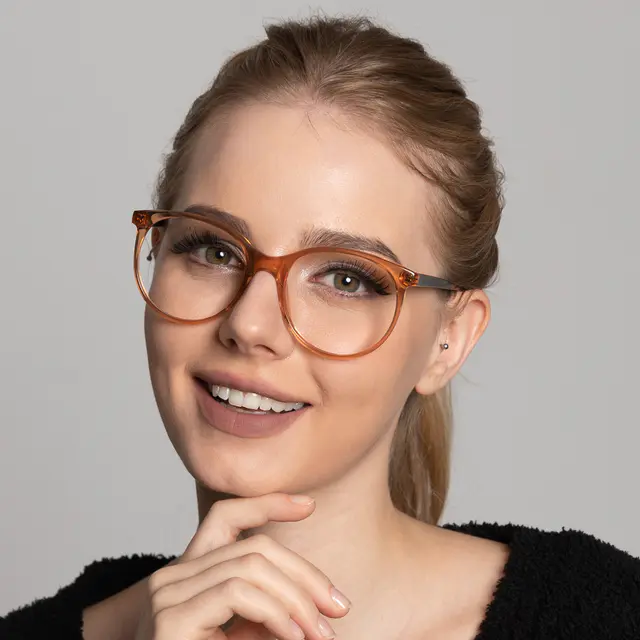 Cat-eye Transparent Brown Eyeglasses