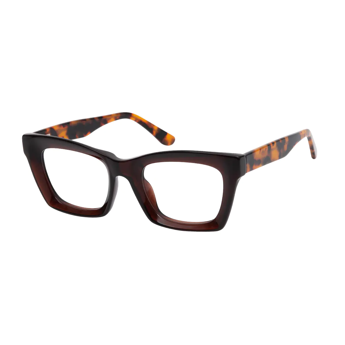 Rectangle Brown Eyeglasses
