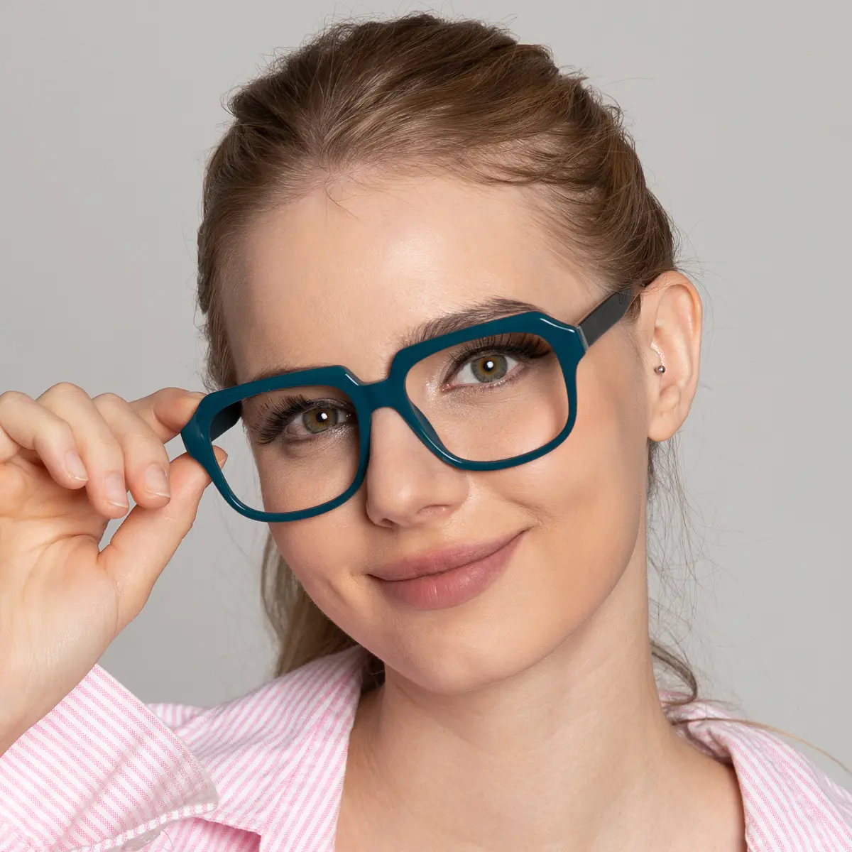 Square Dark Green Eyeglasses