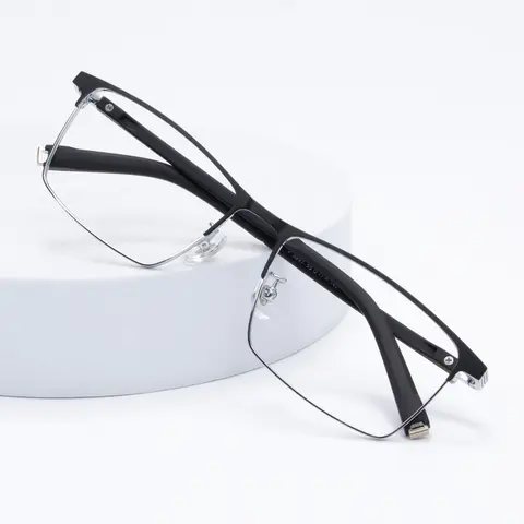 Rectangle Black Silver Eyeglasses