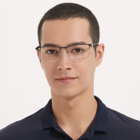 Rectangle Black Silver Eyeglasses