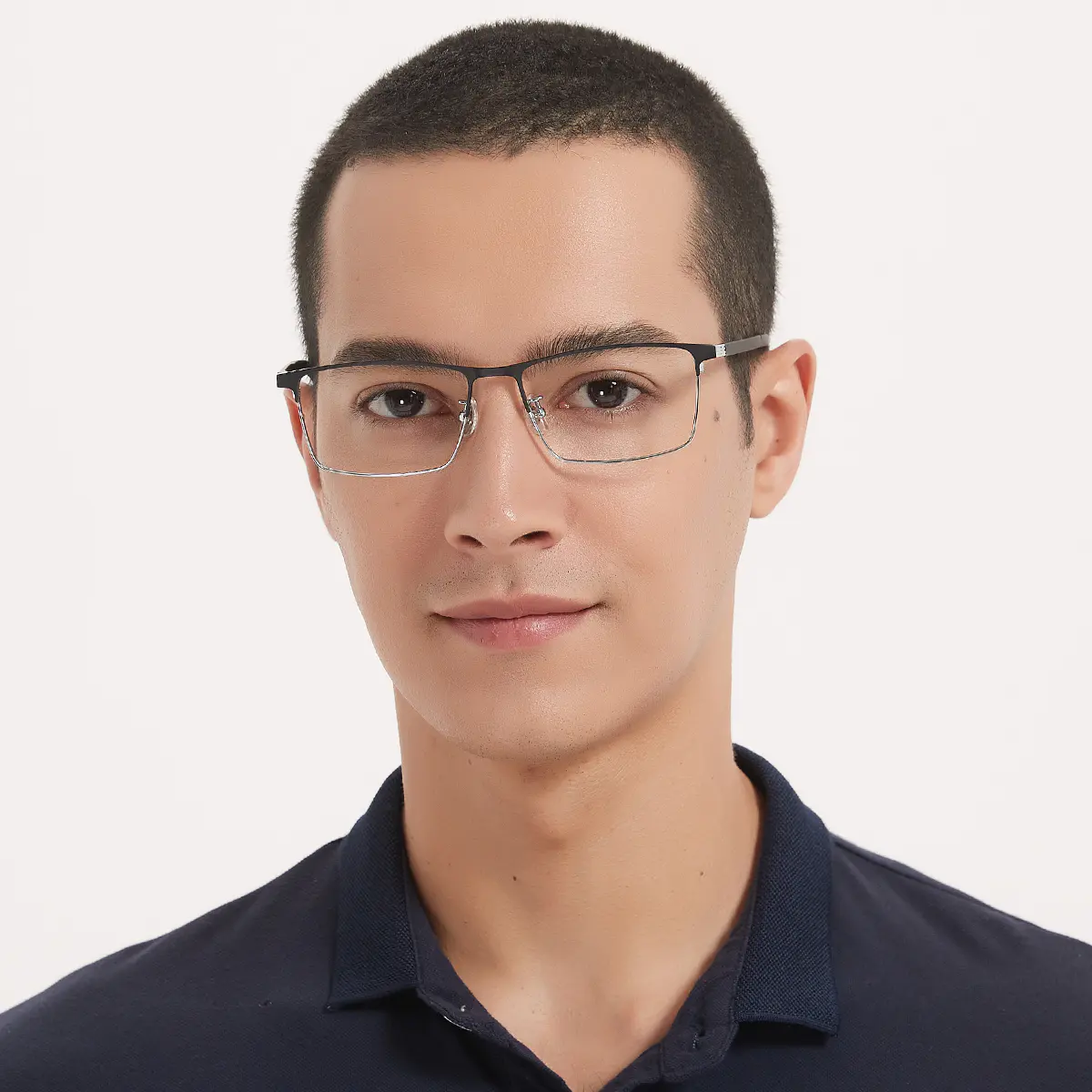 Rectangle Black Silver Eyeglasses