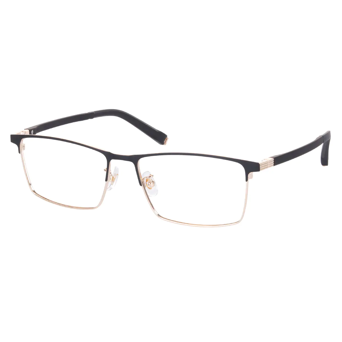 Rectangle Black Gold Eyeglasses