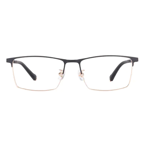 Rectangle Black Gold Eyeglasses