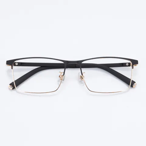 Rectangle Black Gold Eyeglasses