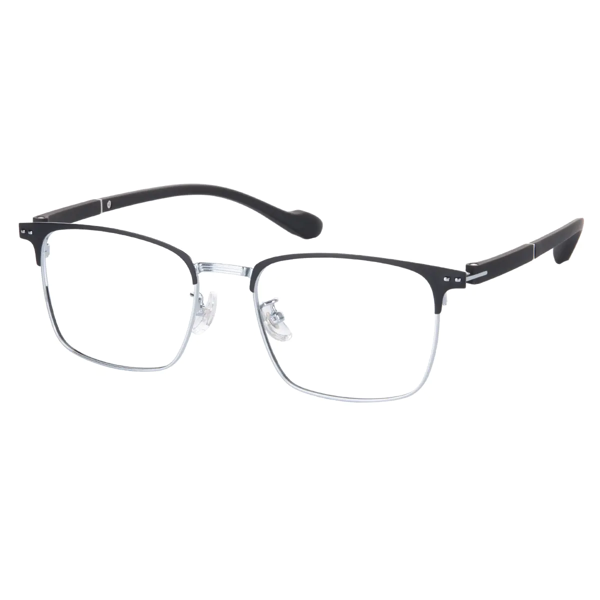 Rectangle Black Silver Eyeglasses