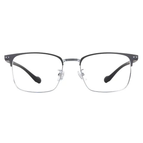 Rectangle Black Silver Eyeglasses