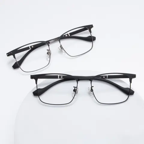 Rectangle Black Silver Eyeglasses