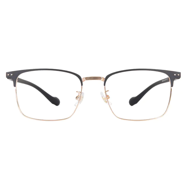 Rectangle Black Gold Eyeglasses