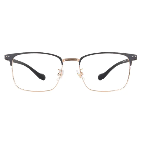 Rectangle Black Gold Eyeglasses
