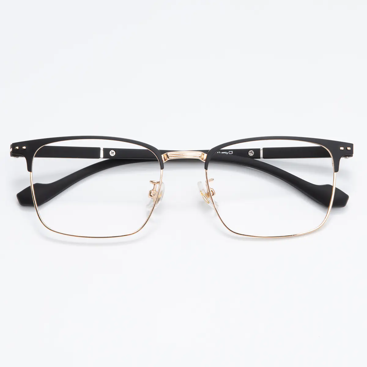 Rectangle Black Gold Eyeglasses