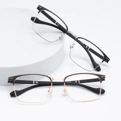 Rectangle Black Gold Eyeglasses