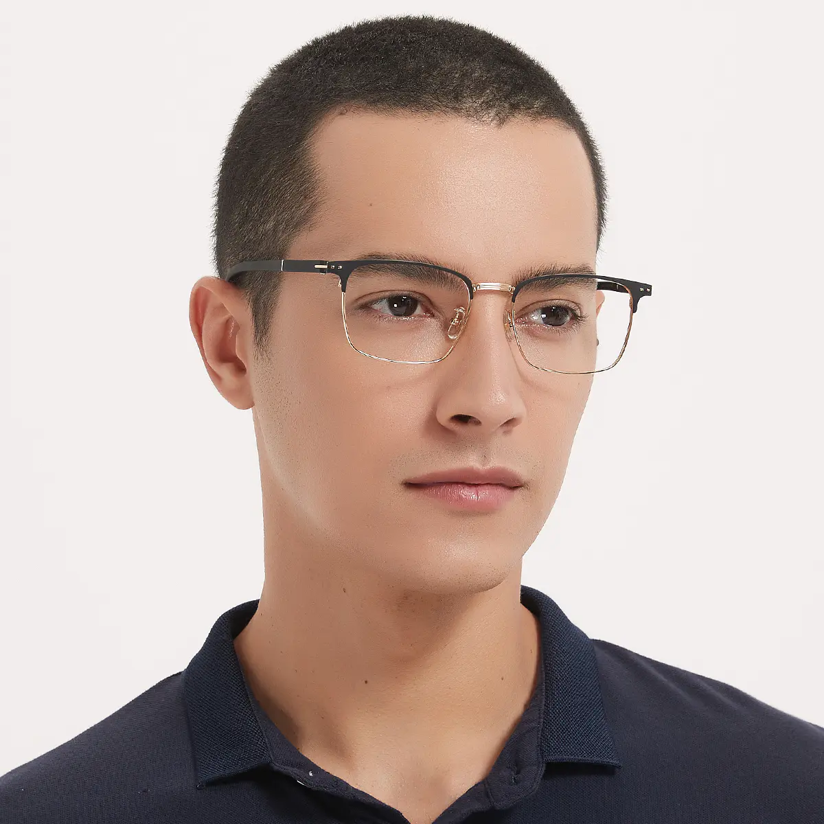 Rectangle Black Gold Eyeglasses