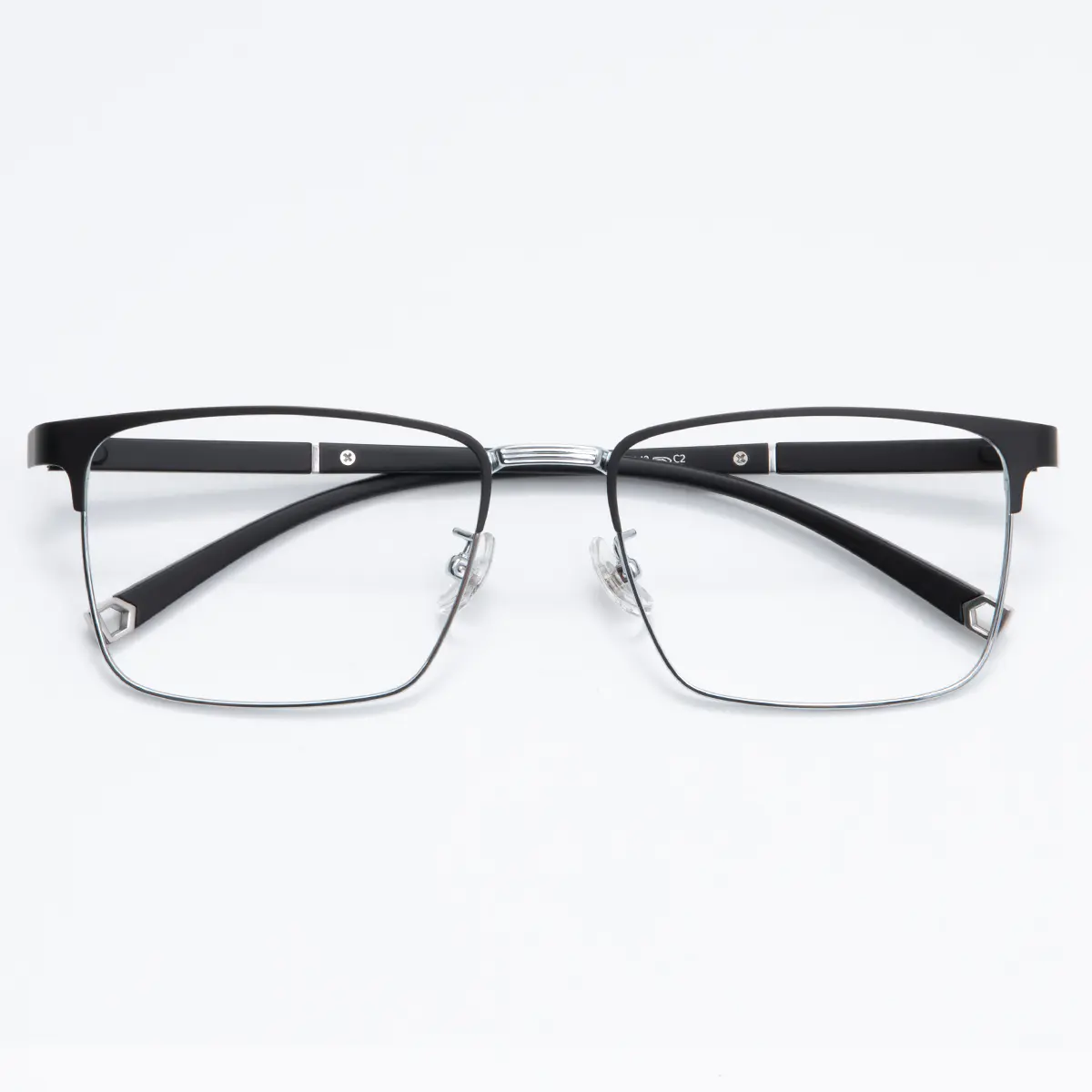 Rectangle Black Silver Eyeglasses