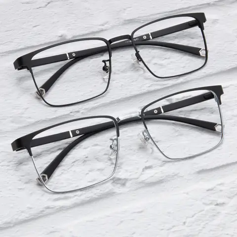 Rectangle Black Silver Eyeglasses