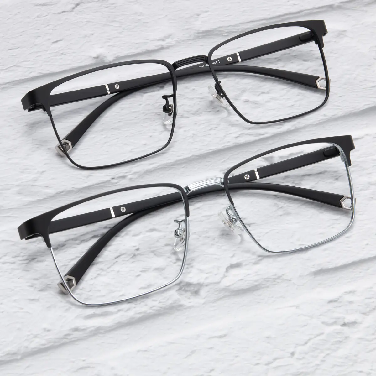 Rectangle Black Silver Eyeglasses