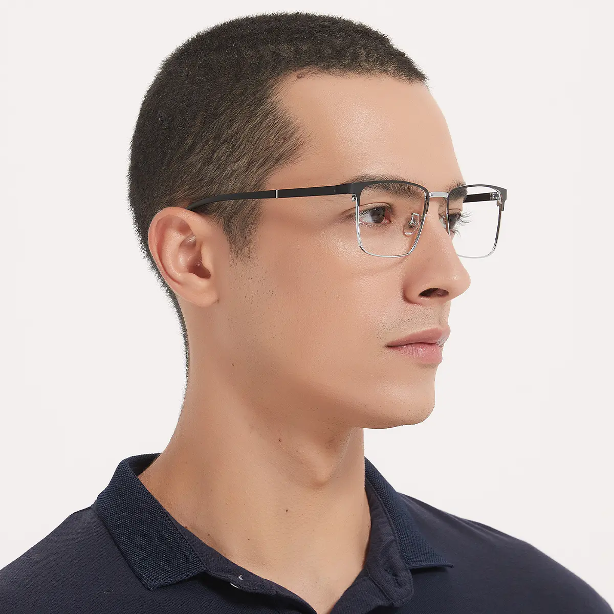 Rectangle Black Silver Eyeglasses