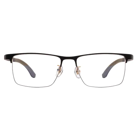 Rectangle Black Gold Eyeglasses