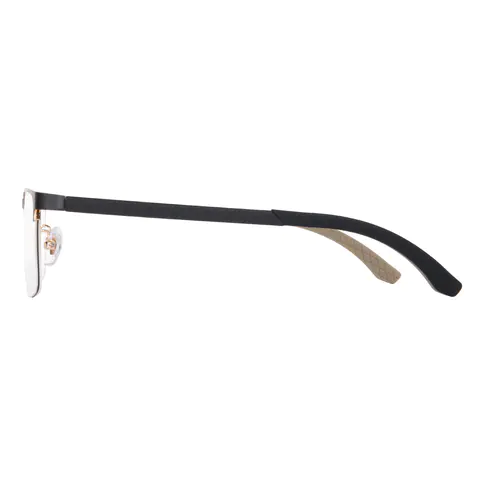 Rectangle Black Gold Eyeglasses