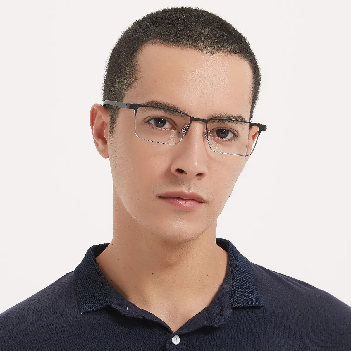 Rectangle Black Silver Eyeglasses